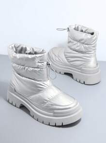 SHUZIA Metallic Drawstring Lug Sole Boots