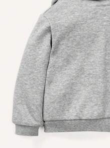 Cozy Pixies 男嬰恐龍印花毛絨內襯連帽衛衣 - 淺灰色 - 查看 3