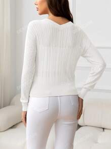 DEARCASE Solid Drop Shoulder Sweater