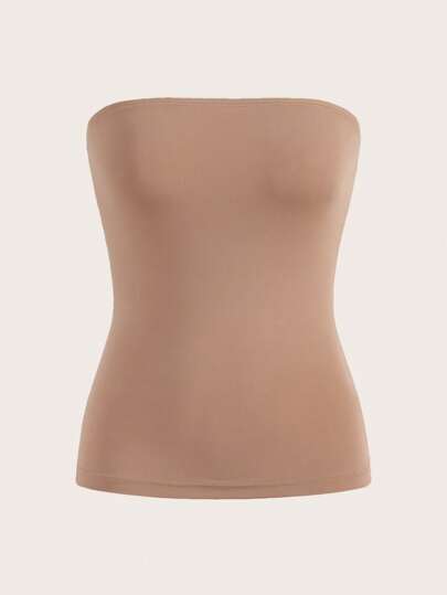 SHEIN BASICS Women Solid Summer Slim Fit Tube Top Basic Tops Summer Tops