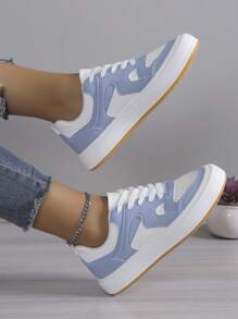 秋季日式和歐美風格的學生休閒透氣運動鞋 - 水鴨藍 - 查看 8