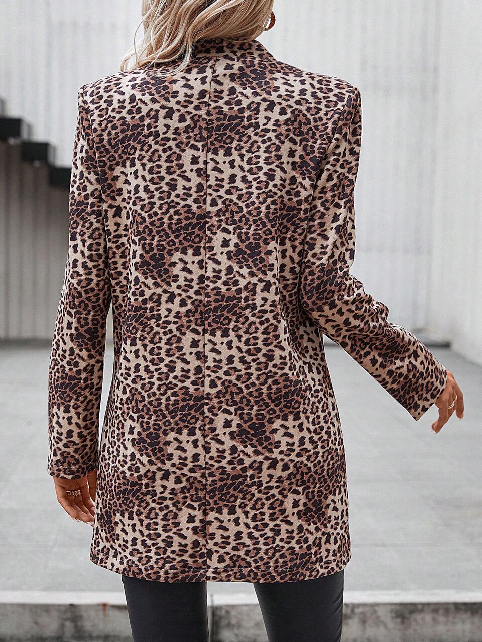 Leopard Print Open Front Coat