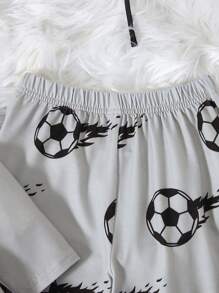 SHEIN Chàng trai trẻ Bóng đá & Đồ họa Khẩu hiệu Bộ PJ - Nhiều màu - Xem 3