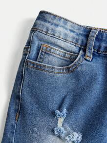 Tween Boy Ripped Straight Leg Jeans - Medium Wash - View 3