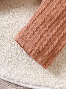 SHEIN 女嬰格紋印花夾克背心和褲子&帽拍攝套裝 - 橘色 - 查看 7