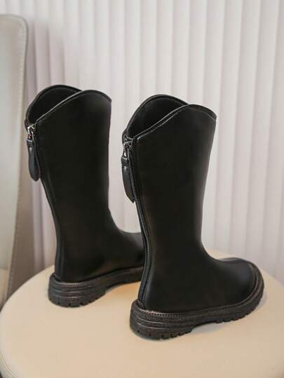 1 双女孩透气单层舞蹈表演英式学院风软底及膝高筒靴