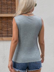 SHEIN LUNE Slogan Graphic Tank Top - Grey - View 2