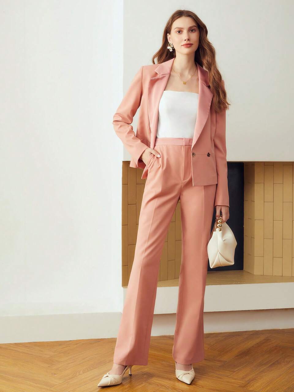 STRAIGHT WOOL-BLEND SUIT PANTS