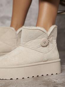 SHUZIA Women's Versatile Faux Suede Slip On Lug Sole Ankle Booties For Warm