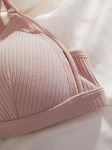 Casual Multicolor Knitted Fabric Bralette For Women Comfortable Wireless Design With Slight Stretch Backless Plain Bralette - Multicolor - View 6