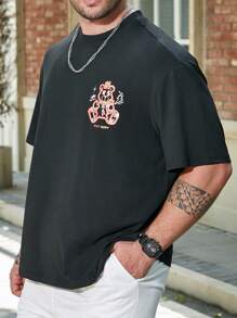 Manfinity EMRG Nam Plus Đồ họa hoạt hình và khẩu hiệu Áo thun - màu đen - Xem 5