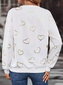 SHEIN LUNE Sweat-shirt Imprimé Cœur Épaule tombante