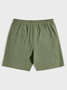 Manfinity VCAY Men's Casual Letter Patch Drawstring Waist Woven Shorts, Summer