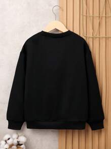 Tween Boy Expression Print Two Tone Sweatshirt - Black - View 2