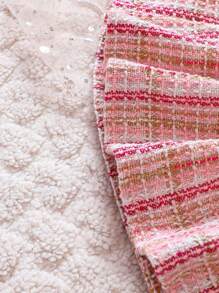 Baby Girl Plaid Print Flap Detail Jacket & Skirt - Pink - View 8
