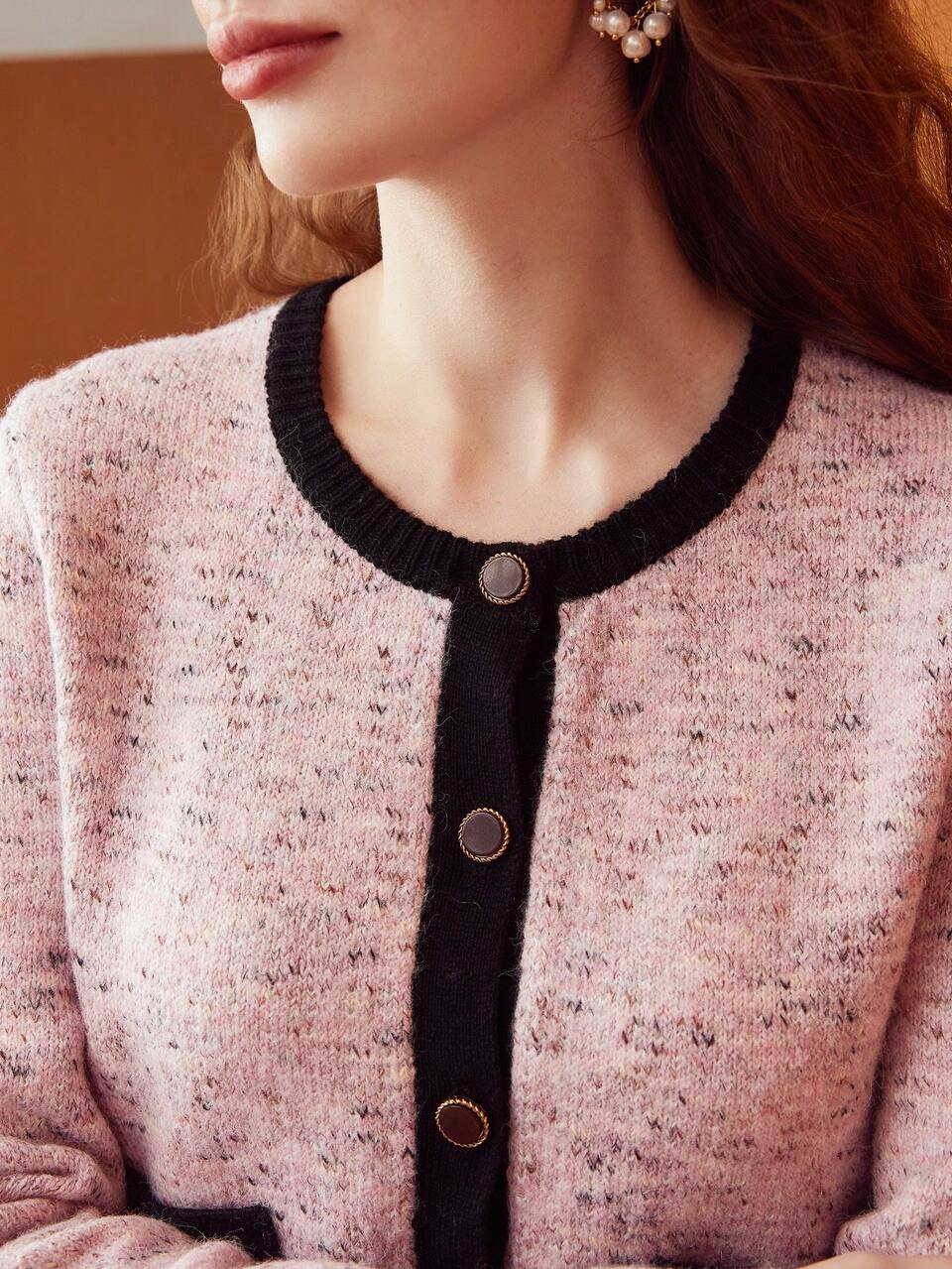 WOOL-BLEND SPACE DYE CARDIGAN