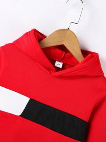 Young Boy Colorblock Hoodie And Pants Set For Sports And Warmth - Multicolor - View 4