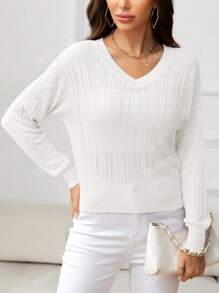 DEARCASE Solid Drop Shoulder Sweater