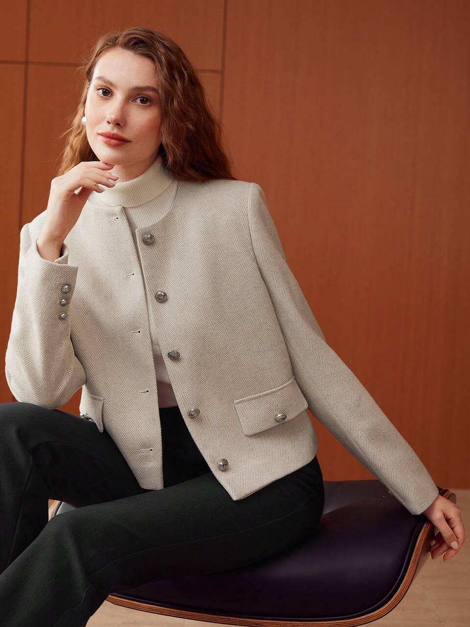 MOTF WOOL-BLEND HERRINGBONE JACKET
