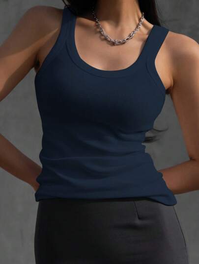 DAZY Top tank unicolor tejido de canalé