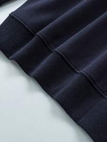 CILKOO Sweat-shirt À Lettres Épaule tombante - Bleu marine - Voir 7