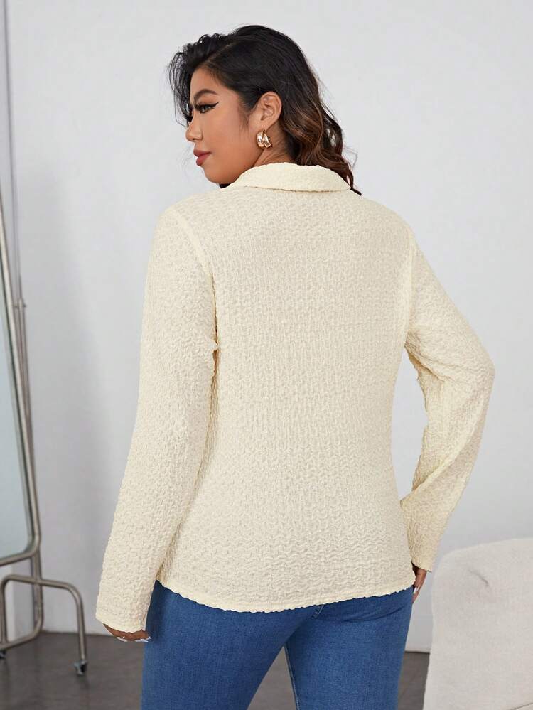 Plus Solid Button Front Shirt
