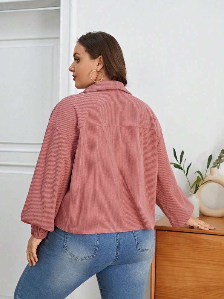 Plus Flap Detail Drop Shoulder Jacket