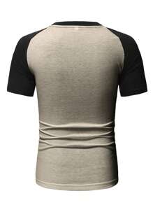 RueChic Áo thun tay Raglan Colorblock dành cho nam - Lạc đà - Xem 2