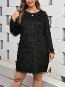 SHEIN LUNE Hơn Chất rắn 	
Fuzzy Đầm - màu đen - Xem 1