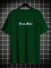 Manfinity EMRG Hombres Camiseta con slogan & con estampado de escultura - Verde Oscuro - Ver 2
