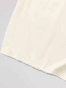 ROMWE MEN Street Life Men Bear & Letter Graphic Drop Shoulder Tee, School - Khaki - View 3