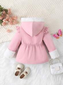 SHEIN Vintaside Kids 女嬰荷葉邊連帽外套 - 粉色 - 查看 2