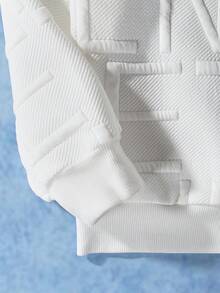 SHEIN Tween Girl Bear Decor Zip Up Hooded Sweatshirt - White - View 5