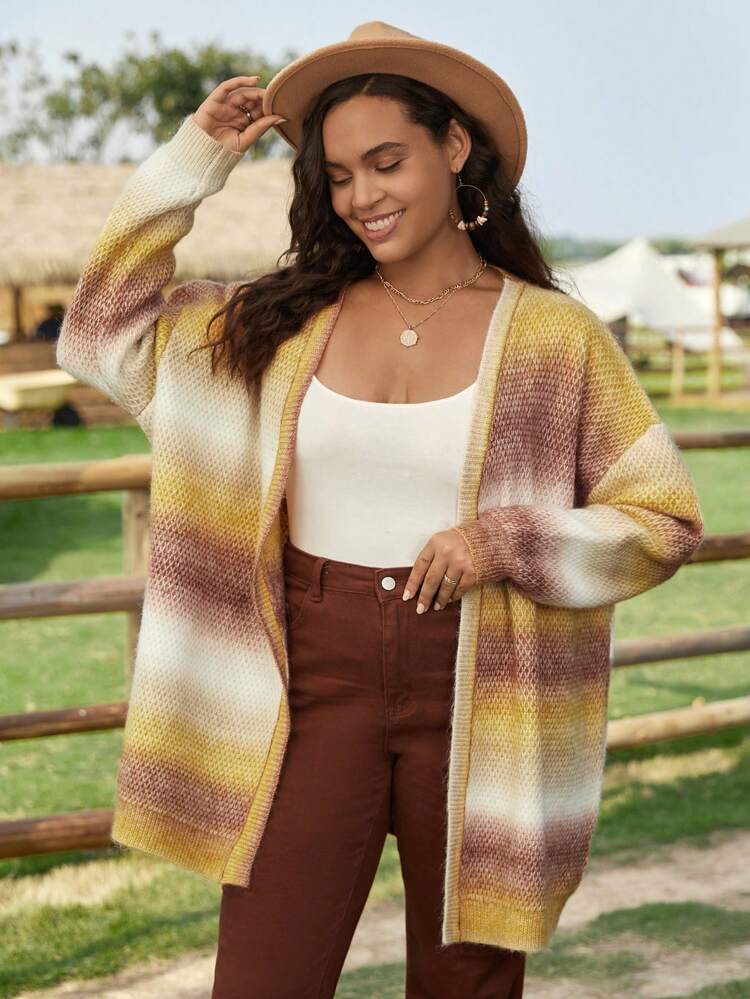 Plus Ombre Drop Shoulder Duster Cardigan
