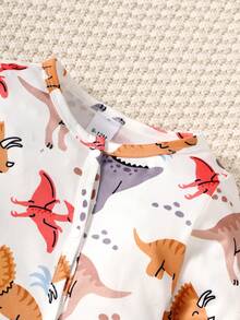 男嬰恐龍印花連身褲&帽 - 白色 - 查看 5