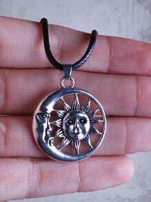 ROMWE Goth 1 Miếng Thời trang Hợp kim kẽm mặt trời & Mặt dây chuyền Mặt trăng Dây chuyền Đối với phụ nữ Để Trang Trí Hàng Ngày - Màu Bạc Cổ - Xem 2