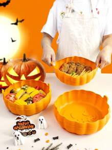 SHEIN 1入組矽膠炸鍋墊，可重複使用的不粘炸鍋烤盤，適用於萬聖節空氣炸鍋、廚房烤盤、烤紙等 - 橘色 - 查看 4