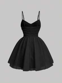 SHEIN MOD Solid Cami Dress - Black - View 2