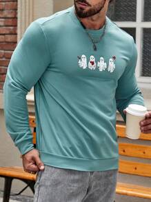 Manfinity Homme Men Halloween Cartoon Graphic Sweatshirt - Green - View 1