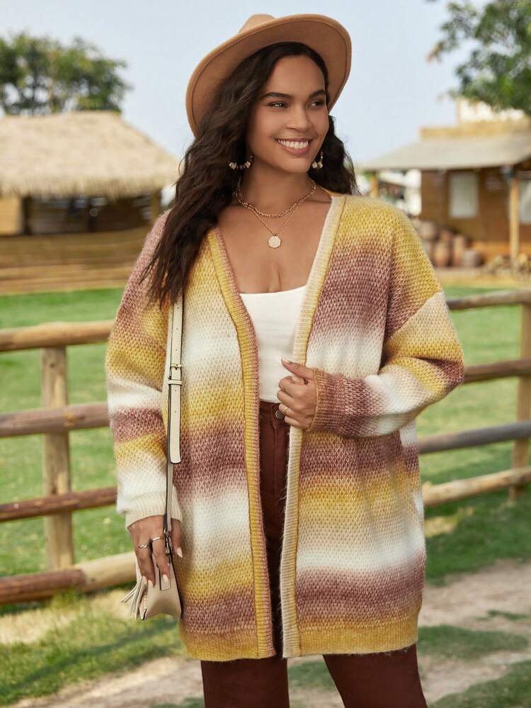 Plus Ombre Drop Shoulder Duster Cardigan