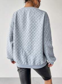 SHEIN Essnce Slogan Patched Drop Shoulder Sweatshirt - Baby Blue - View 3