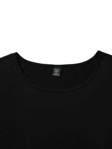 SHEIN Clasi 大碼素色腰帶荷葉邊洋裝 - 黑色 - 查看 3