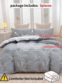 3pcs Lightweight Super Soft Microfiber Duvet Cover Set, Double-Sided Botanical Floral Printed Pattern - Soft Bedding Set, 3 Piece (1 Duvet Cover & 2 Pillow Shams), Suitable For Bedroom, Travel, Dorms (Boys & Girls)