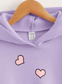 SHEIN Tween Girl Cartoon Graphic Drop Shoulder Sweatshirt,In Fall/Winter - Lilac Purple - View 3