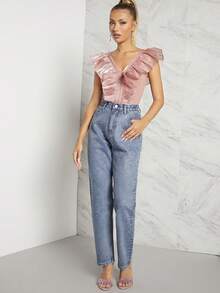 Hauture Body Con Detalles En Volantes De Organza - Rosa vieja - Ver 4