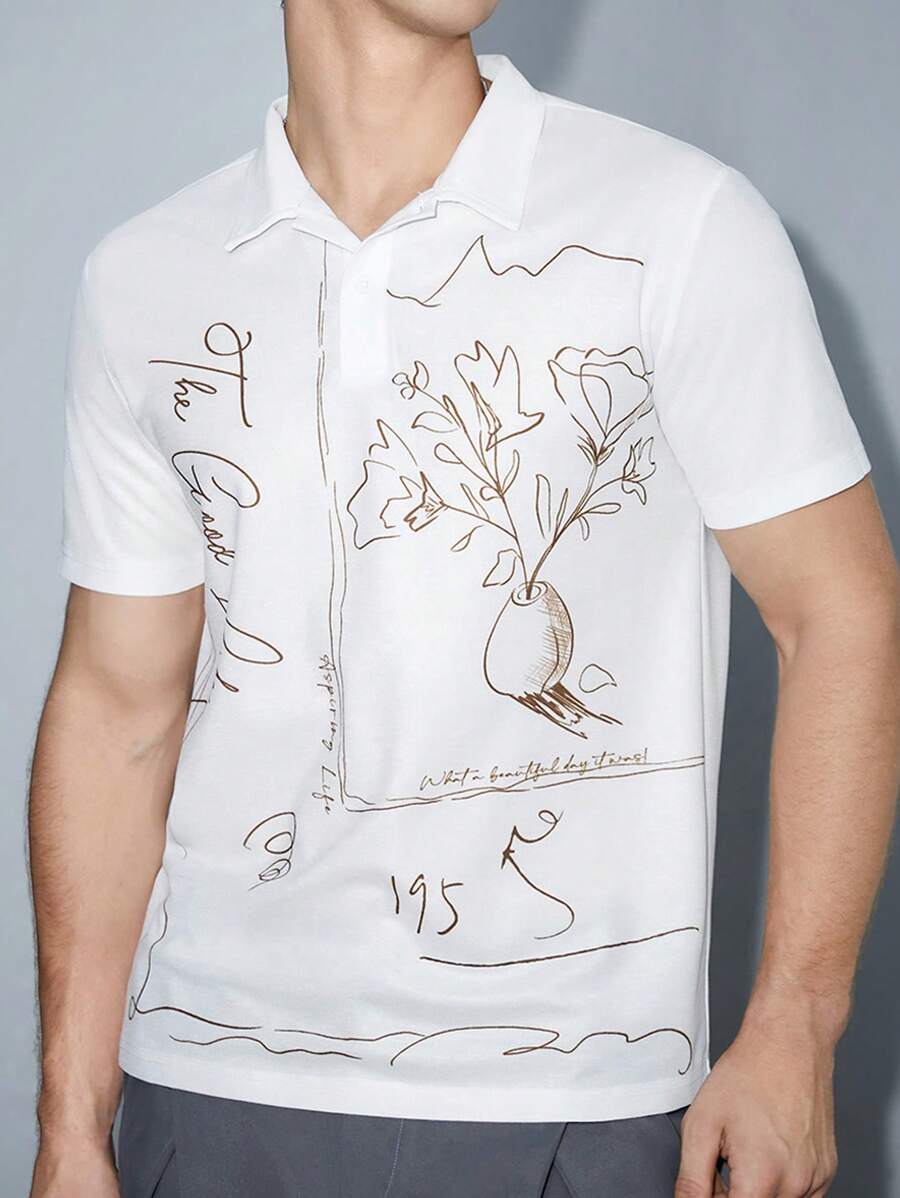 Manfinity RebelGame Men Radish Print Polo Shirt - White - View 1