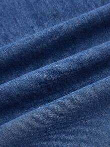 SHEIN MOD Tie Front Cami Denim Jumpsuit - Medium Wash - View 3