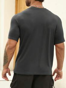 Men Skull & Floral Print Tee - Dark Grey - View 2