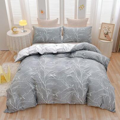 3pcs Lightweight Super Soft Microfiber Duvet Cover Set, Double-Sided Botanical Floral Printed Pattern - Soft Bedding Set, 3 Piece (1 Duvet Cover & 2 Pillow Shams), Suitable For Bedroom, Travel, Dorms (Boys & Girls)