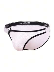 男士字母胶带对比绑带三角裤性感内衣